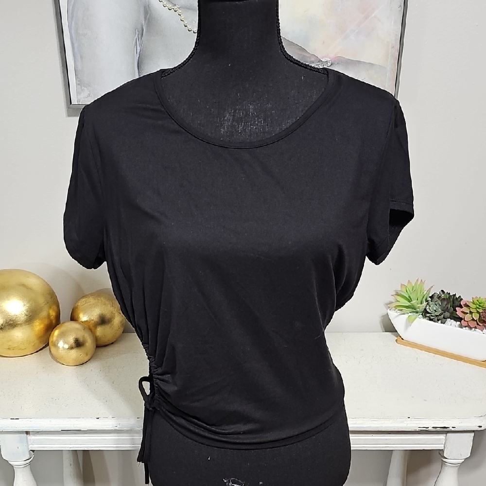 ✨ Rue+ Black Side Cutout Ruched Knit Top 1X